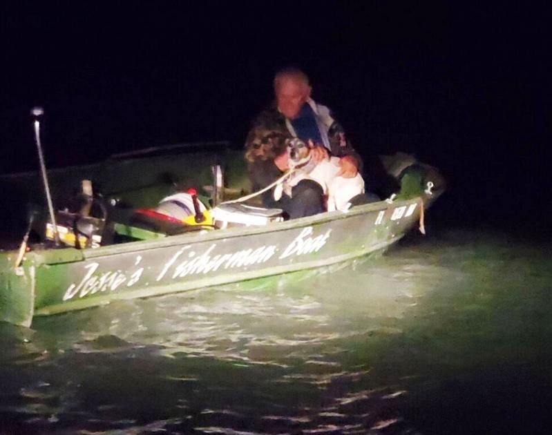 The rescue of the man and his dog